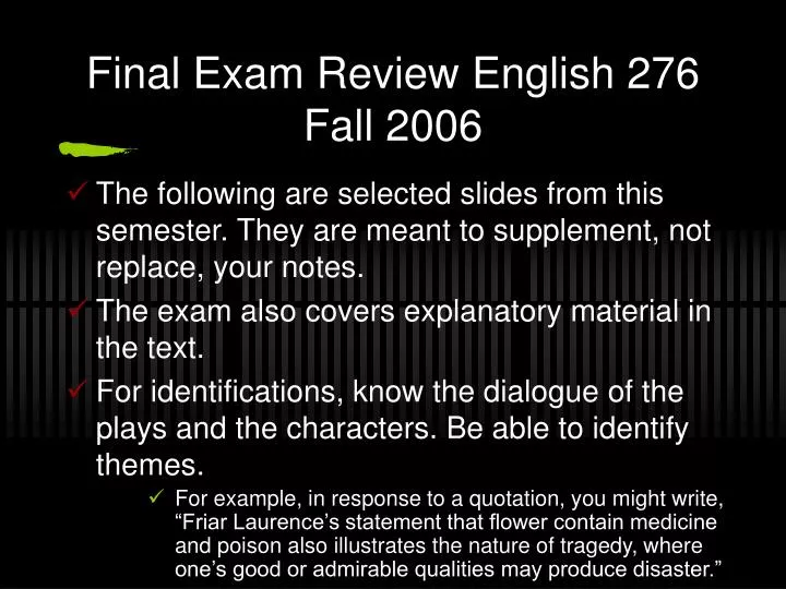 final exam review english 276 fall 2006 n.