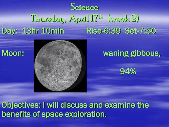 science thursday april 17 th week 2 n.