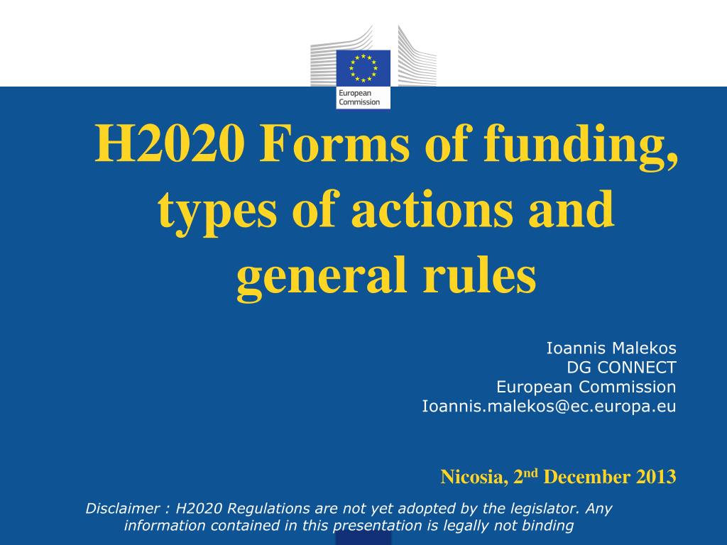 PPT - H2020 Forms of funding, types of actions and general rules PowerPoint  Presentation - ID:5091297