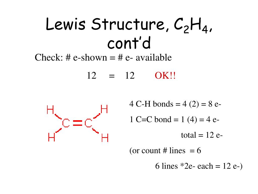 Lewis Structure, C2H4, cont’d.