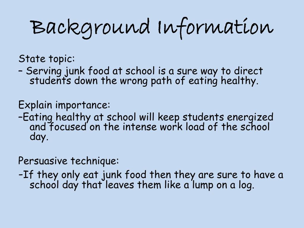 background information meaning in an essay