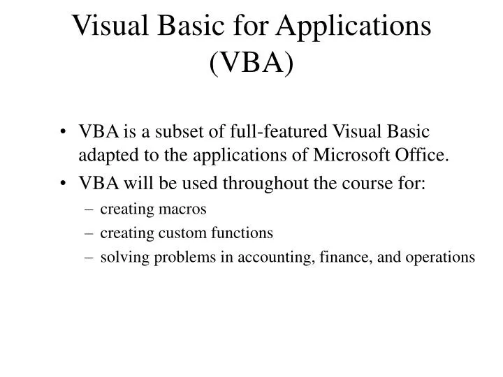 visual basic for applications code