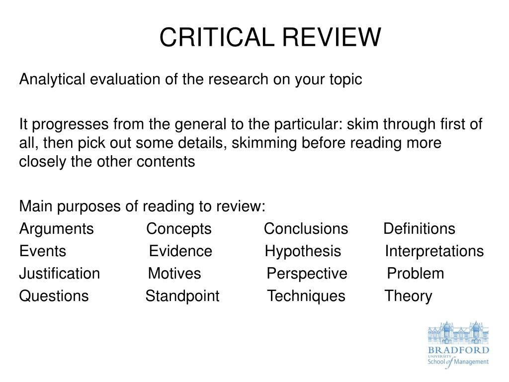 methodology for critical review