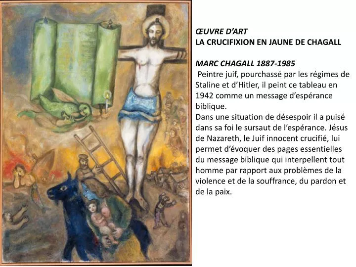 PPT ŒUVRE D’ART LA CRUCIFIXION EN JAUNE DE CHAGALL MARC