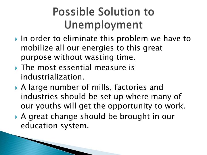 solution of unemployment problem