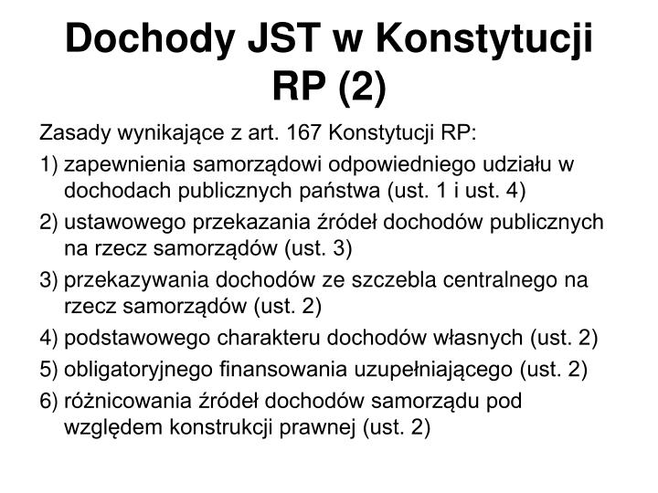 Na Podstawie Tekstu Rozdziału Ii Konstytucji Rp Umieszczonego W Podręczniku PPT - Dochody jednostek samorządu terytorialnego PowerPoint