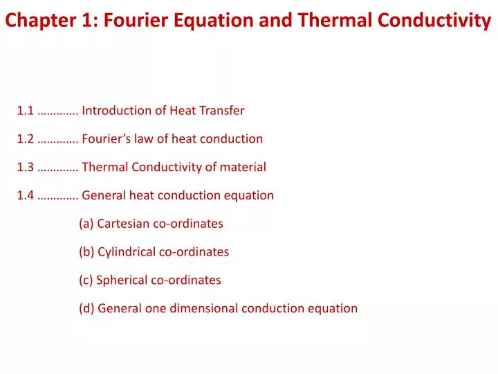 chapter 1 fourier equation and thermal conductivity n.