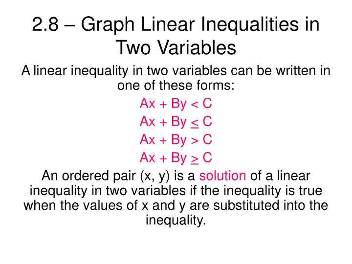 Ppt 2 8 graph linear inequalities in two variables powerpoint 
