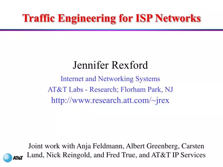 traffic engineering for isp networks n.