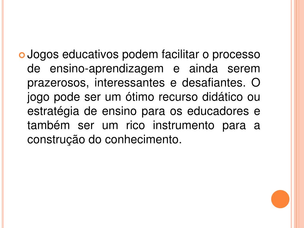 Jogos pedagógicos no aprendizado