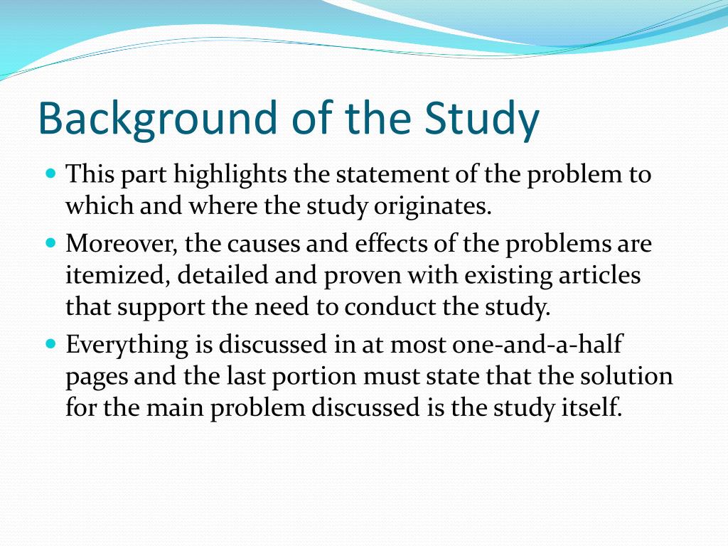 a background of a research study presents