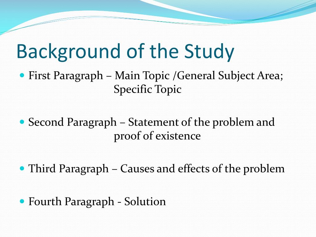 importance of background of the study as a part of writing a research paper