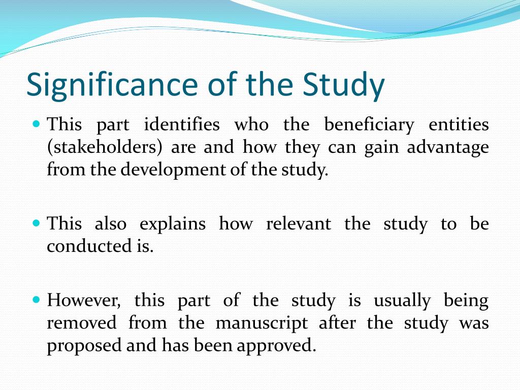 example of a significance of the study in research