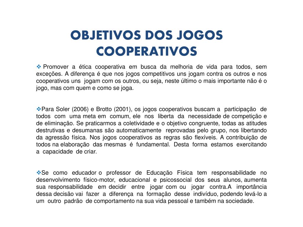 JOGOS MOTORES E COOPERATIVOS  Educação Física 