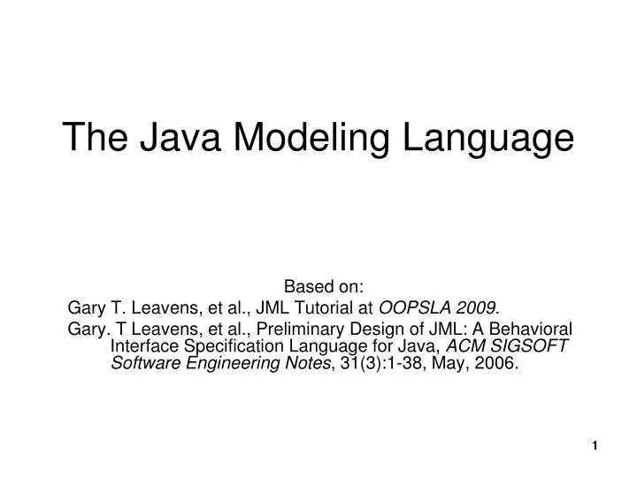 Ppt The Java Modeling Language Powerpoint Presentation Free Download Id