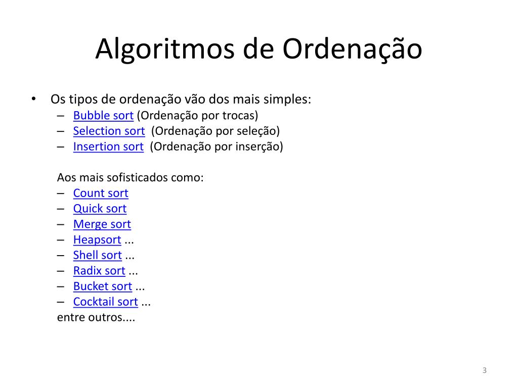 PPT - Algoritmos de Ordenação PowerPoint Presentation, free download -  ID:5119867