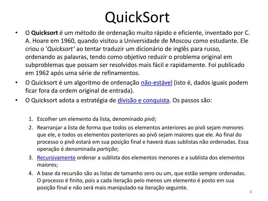 PPT - Algoritmos de Ordenação PowerPoint Presentation, free download -  ID:5119867