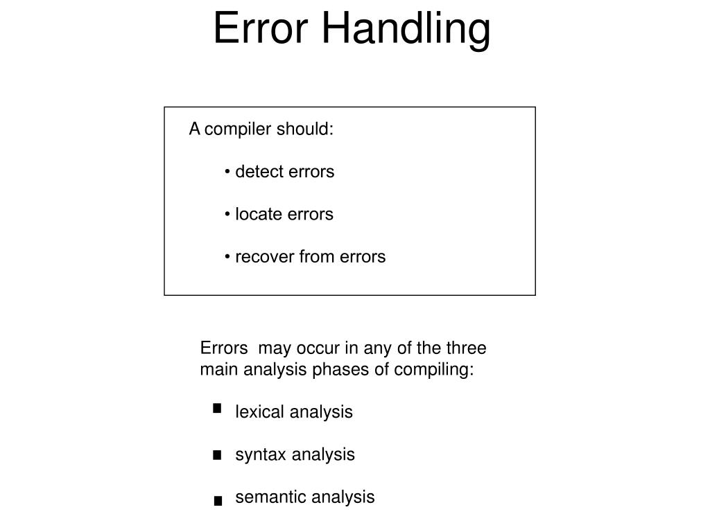 manejo de errores de sintaxis a través del compilador
