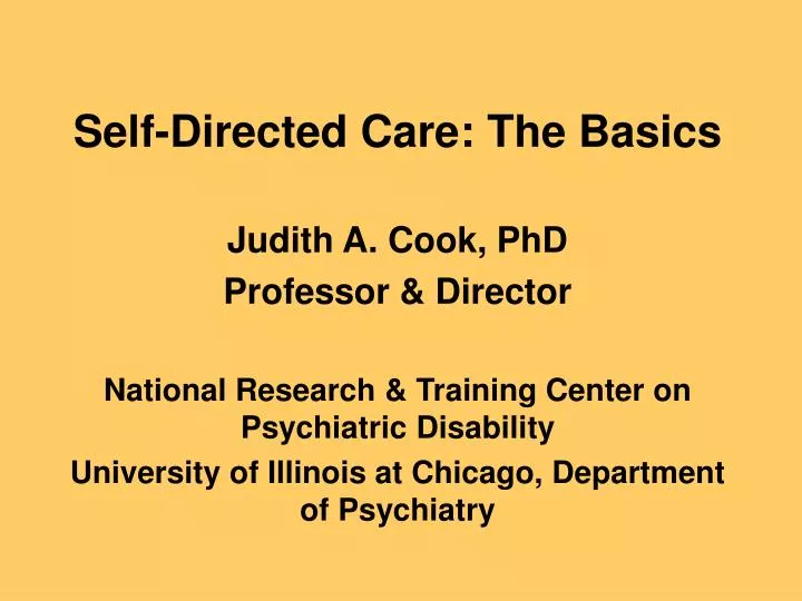 self directed care the basics n.
