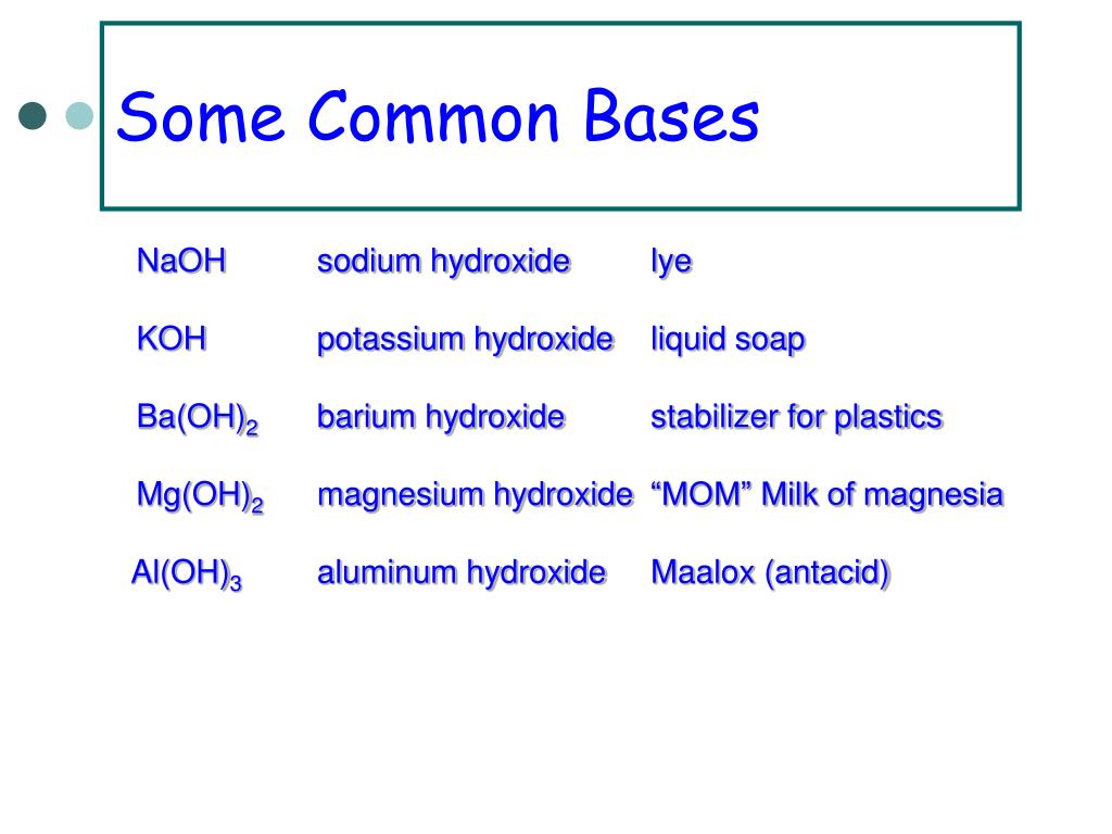 what are the 3 properties of bases