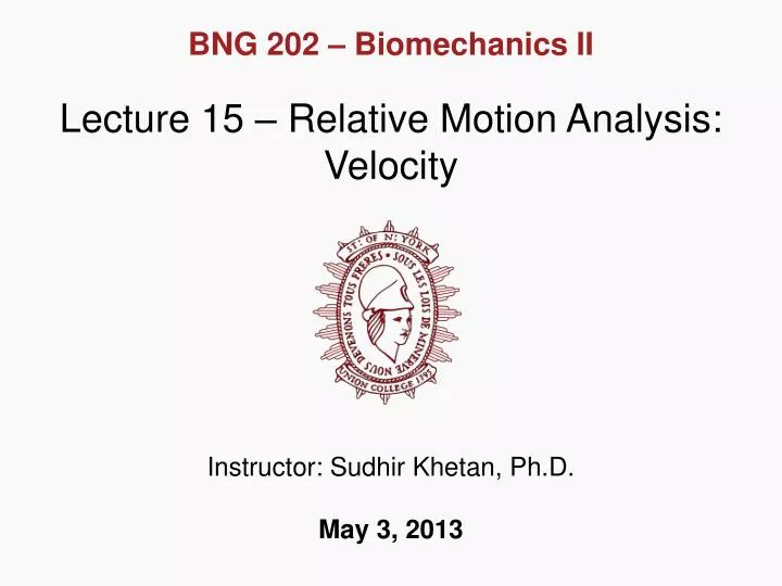Ppt Lecture 15 Relative Motion Analysis Velocity Powerpoint