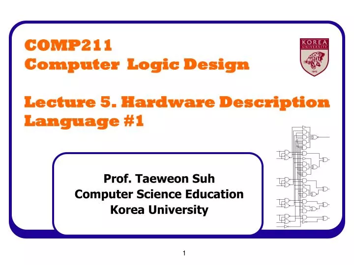 PPT - COMP211 Computer Logic Design Lecture 5. Hardware Description ...