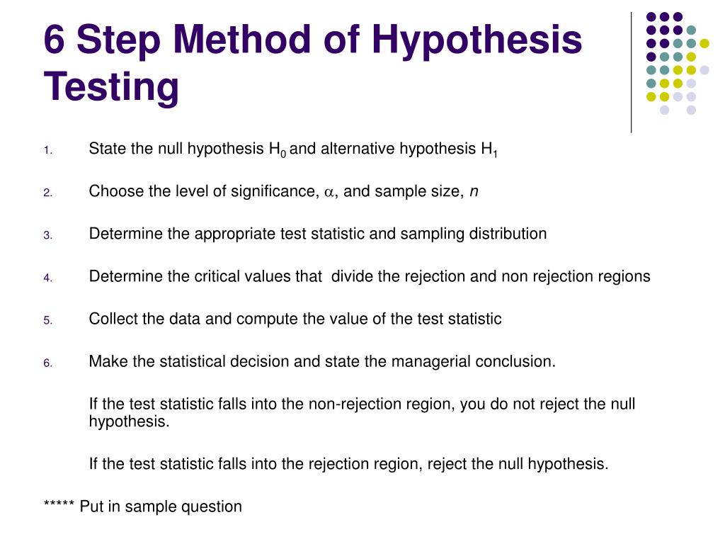 6 steps of hypothesis testing example