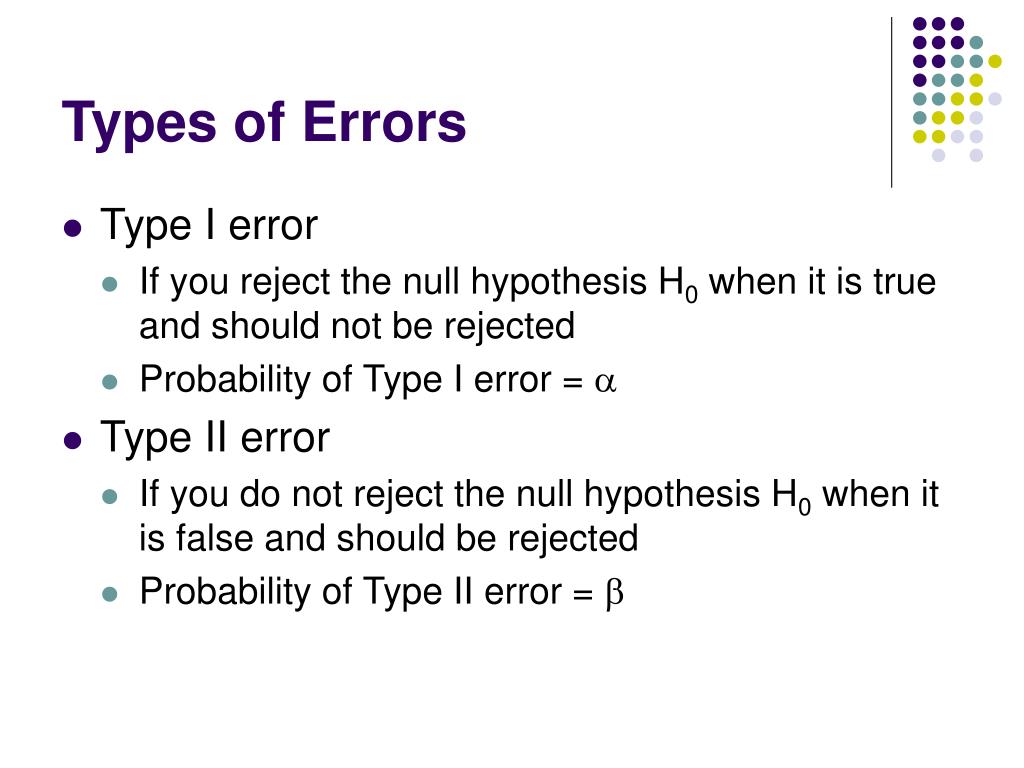 types of hypothesis error