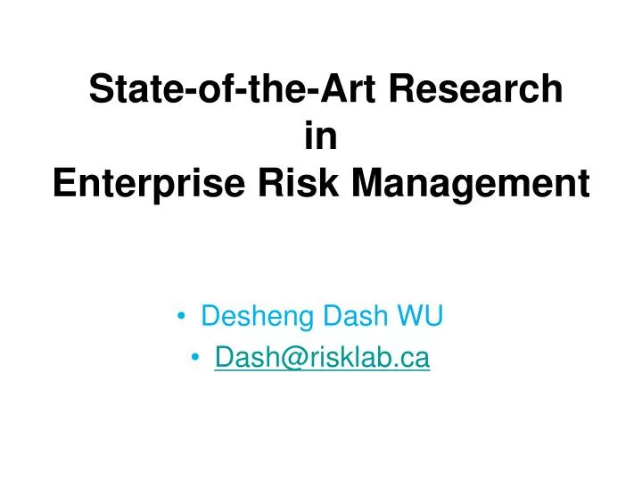 state of the art research in enterprise risk management n.