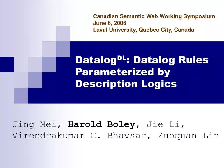 datalog dl datalog rules parameterized by description logics n.