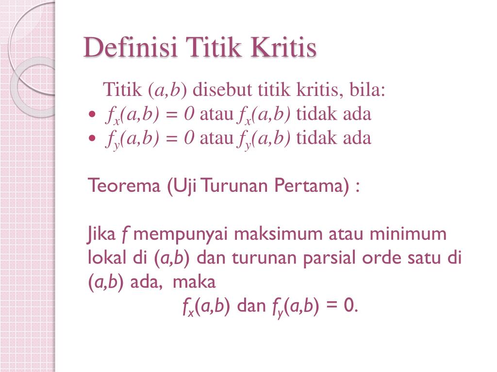 PPT - Nilai Maksimum Dan Minimum Untuk Fungsi Multi Variabel PowerPoint ...