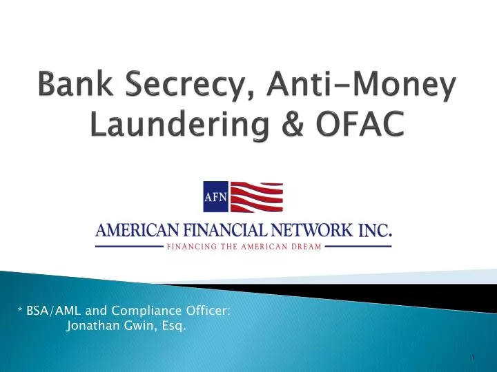 Ppt Bank Secrecy Anti Money Laundering Ofac Powerpoint Presentation Id 5132016