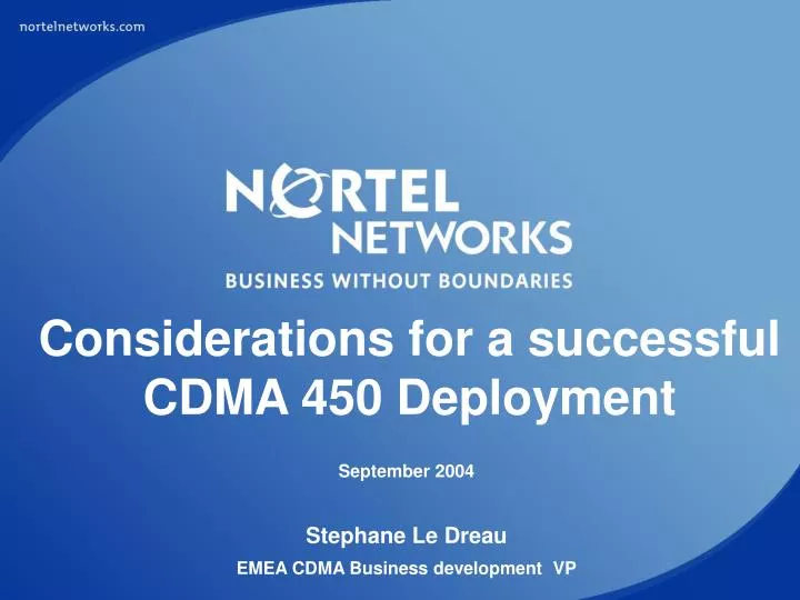 considerations for a successful cdma 450 deployment n.