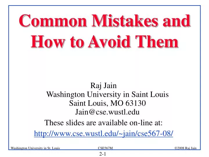 common mistakes and how to avoid them n.
