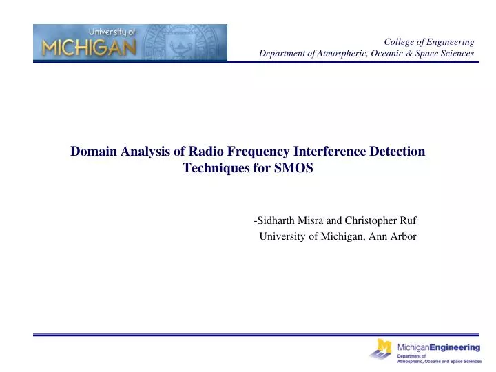 PPT Domain Analysis of Radio Frequency Interference Detection Techniques for SMOS PowerPoint