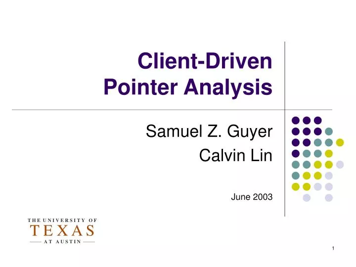 client driven pointer analysis n.