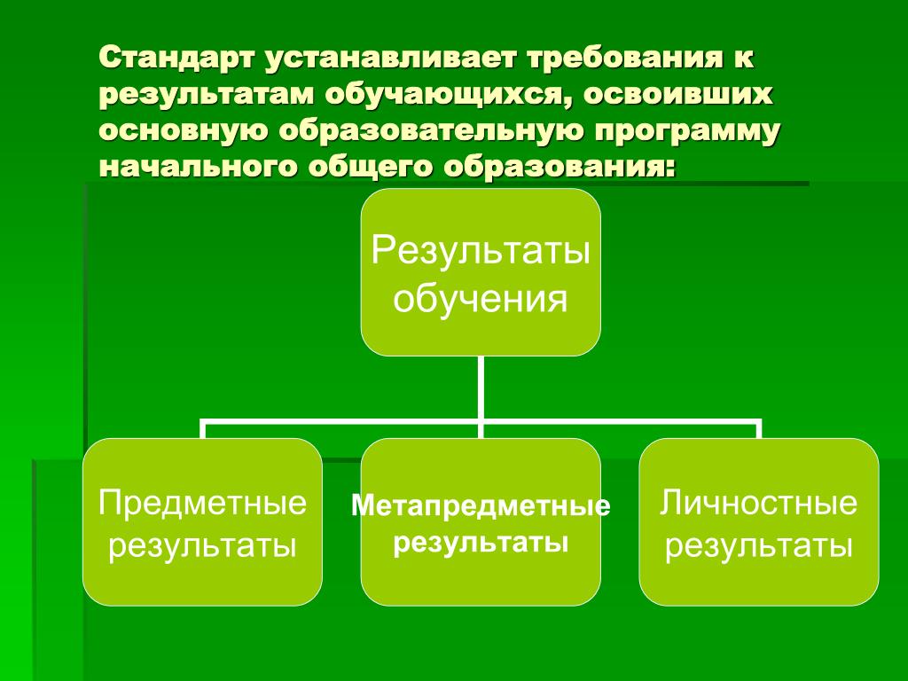 Группы требований устанавливает стандарт к результатам обучающихся.