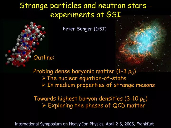 PPT Strange particles and neutron stars experiments at GSI PowerPoint Presentation ID5139434