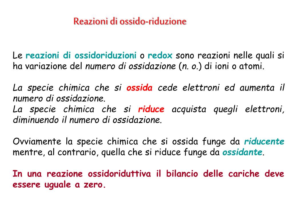 Chi Si Ossida E Chi Si Riduce