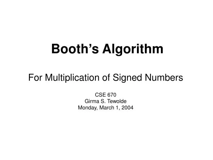 PPT - Booth’s Algorithm PowerPoint Presentation, free download - ID:5140685