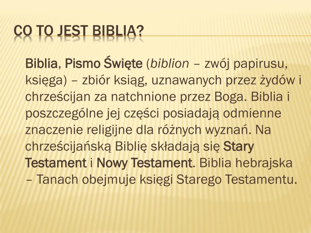 Z Ilu Ksiąg Składa Się Biblia PPT - Biblia PowerPoint Presentation, free download - ID:5141119