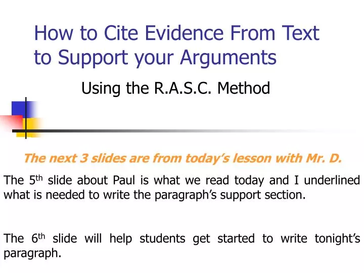 PPT How to Cite Evidence From Text to Support your
