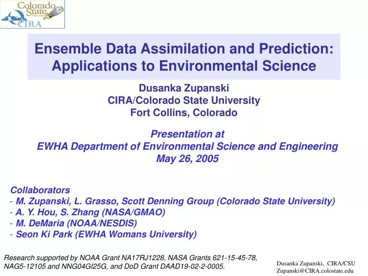 PPT - Ensemble Data Assimilation and Prediction: Applications to ...