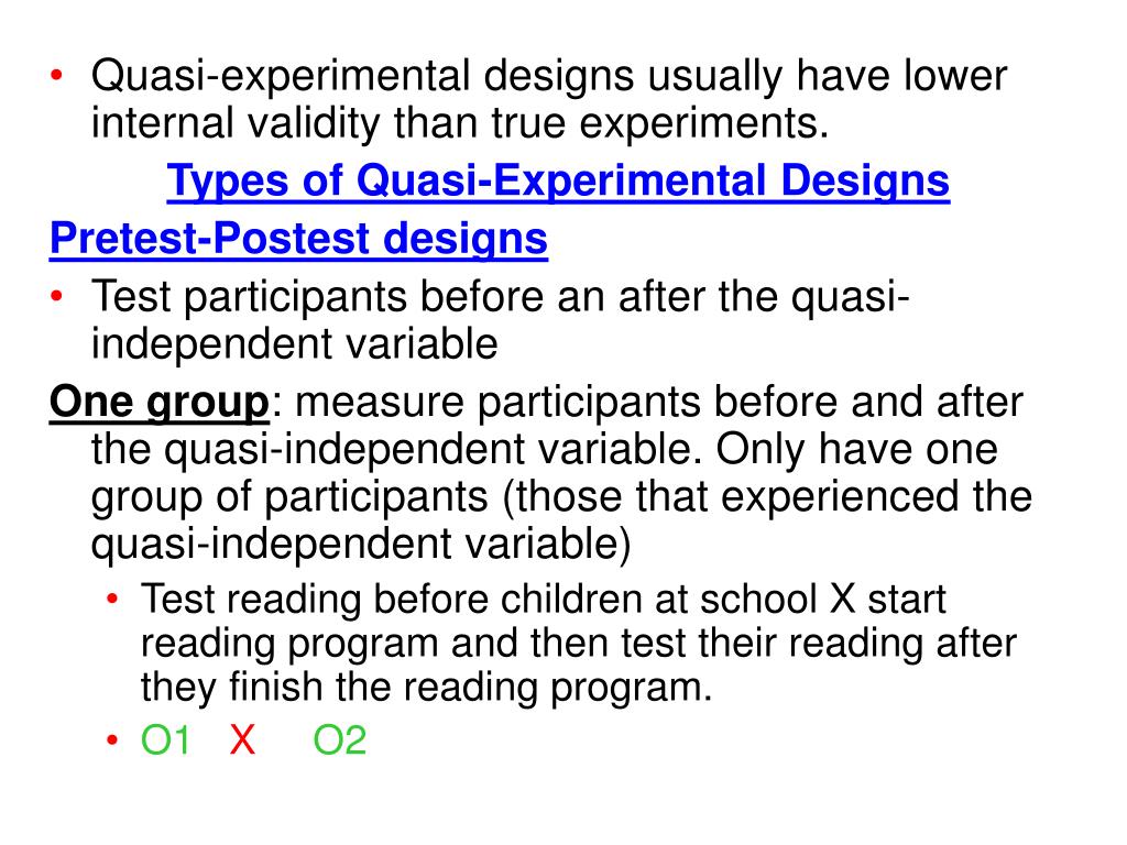 research questions in quasi experimental design