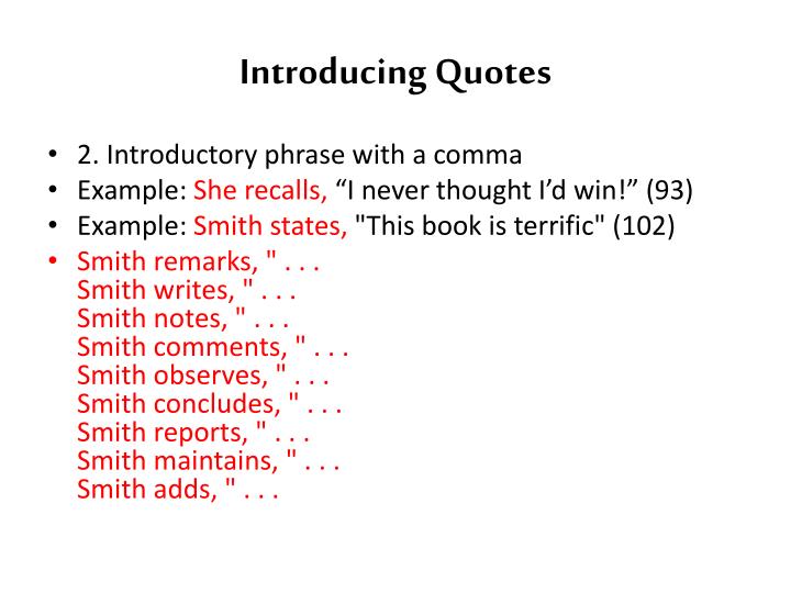 how to introduce a quote in a essay