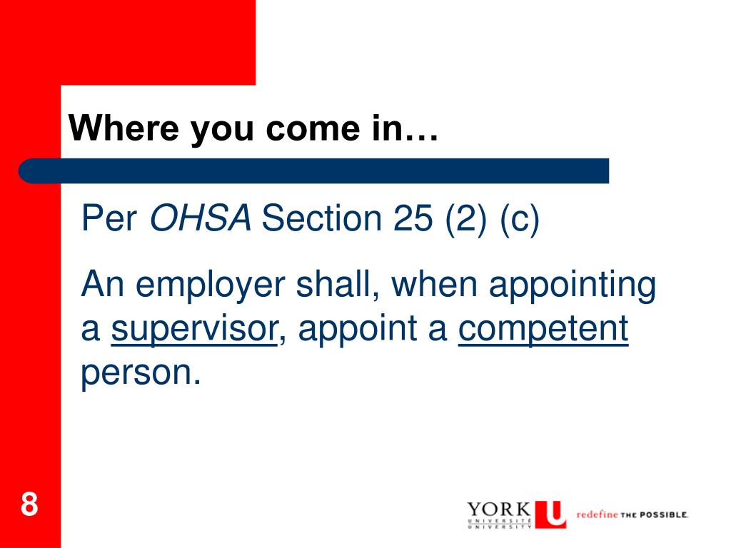 PPT Occupational Health &amp; Safety Act for Supervisors