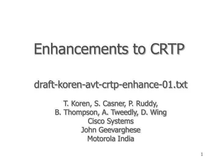 enhancements to crtp n.
