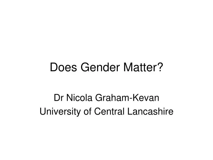 does gender matter essay