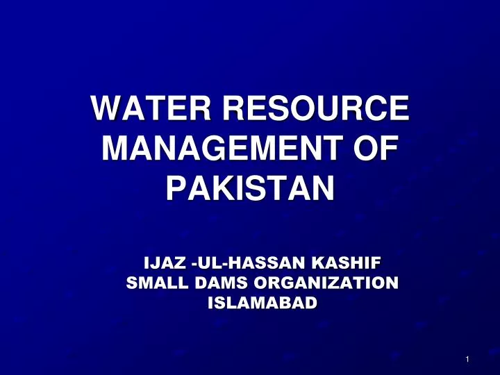 water resource management of pakistan n.