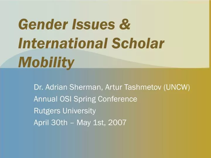 gender issues international scholar mobility n.